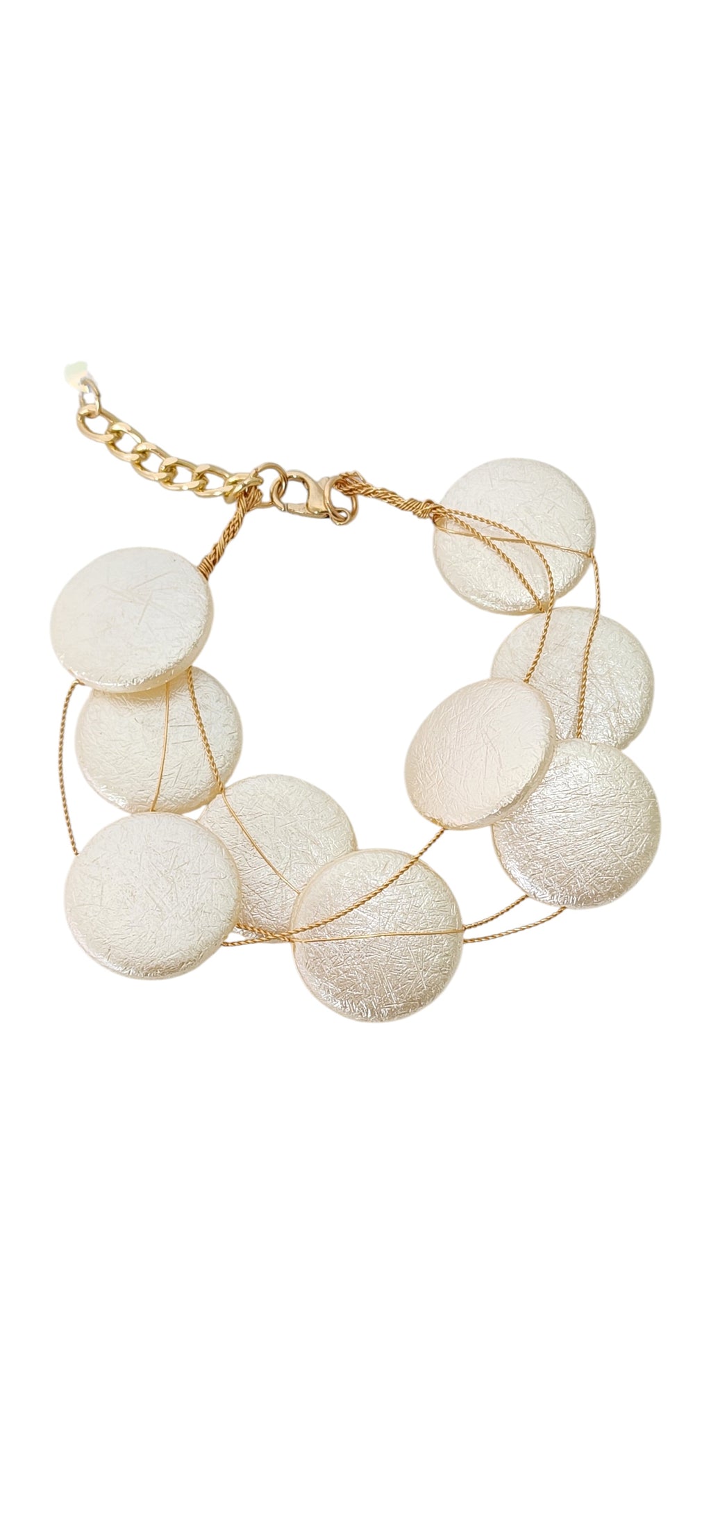 Pulseira Multi-fios Dourada com Discos Resinados Off-White