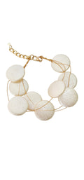 Pulseira Multi-fios Dourada com Discos Resinados Off-White