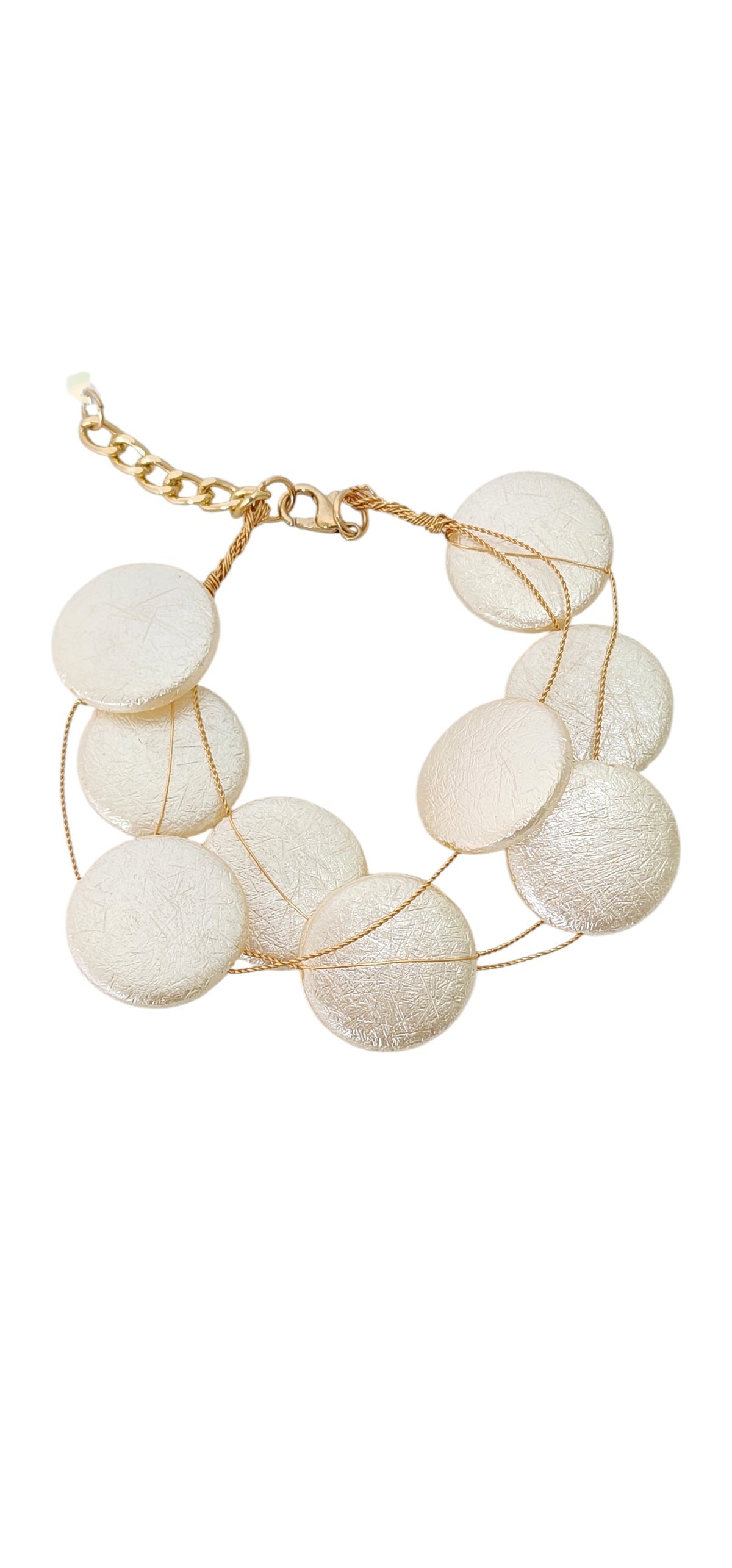 Pulseira Multi-fios Dourada com Discos Resinados Off-White