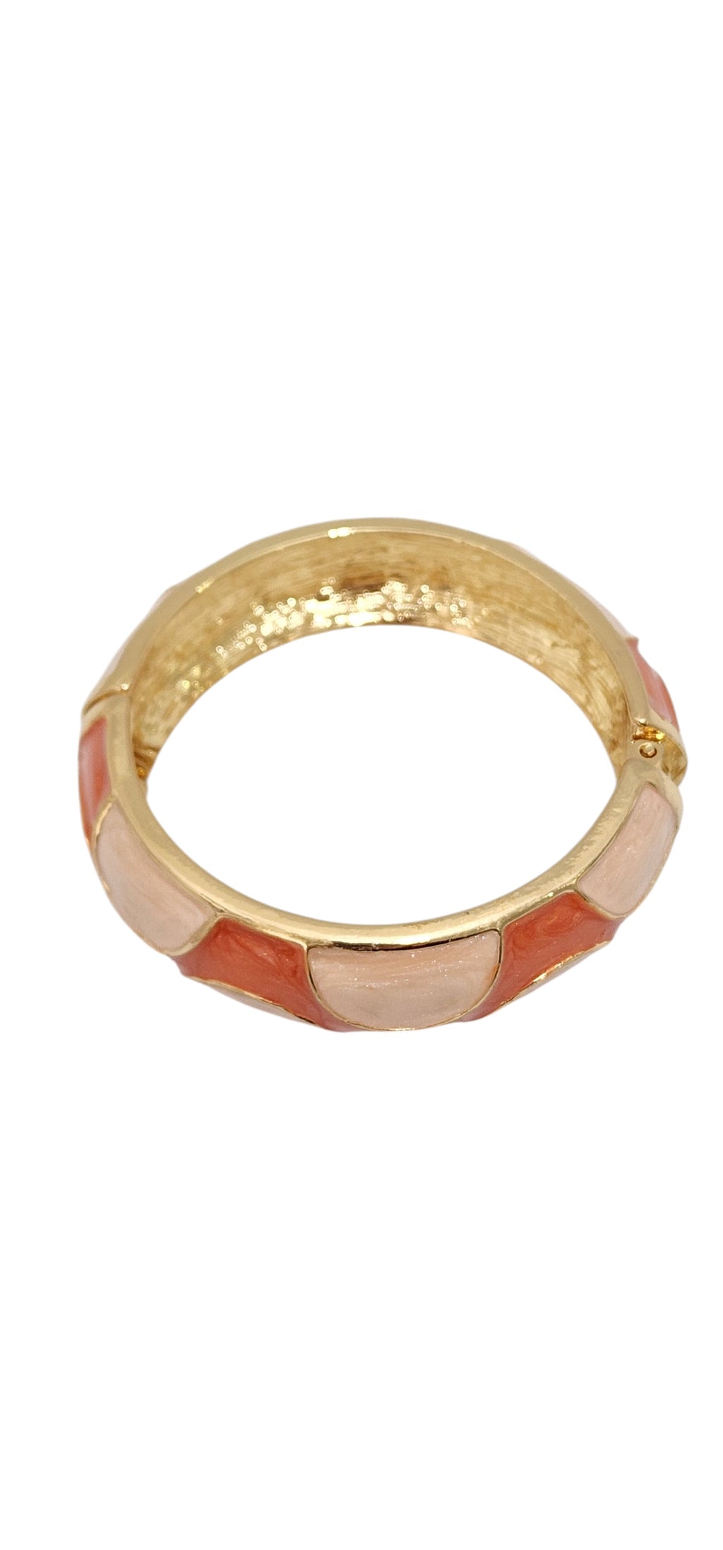 Bracelete Rígido Esmaltado Bege e Terracota com Dourado