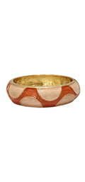 Bracelete Rígido Esmaltado Bege e Terracota com Dourado