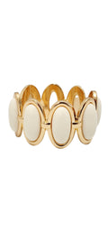 Pulseira Articulada com Elos Ovais de Resina e Metal Dourado