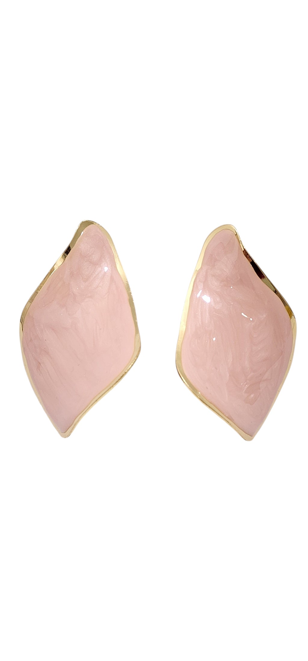 Brincos Ondulados em Resina Rosé e Dourado