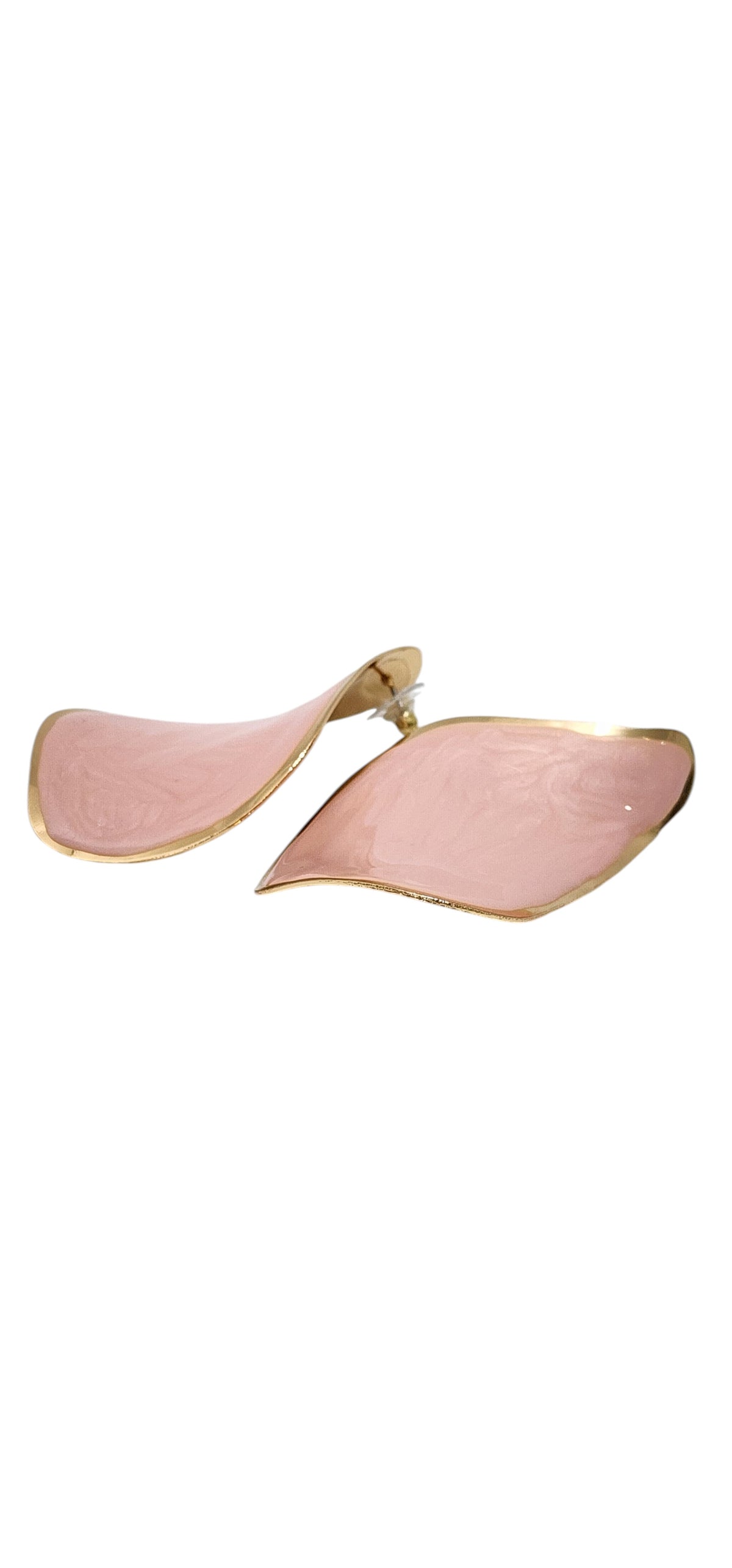 Brincos Ondulados em Resina Rosé e Dourado