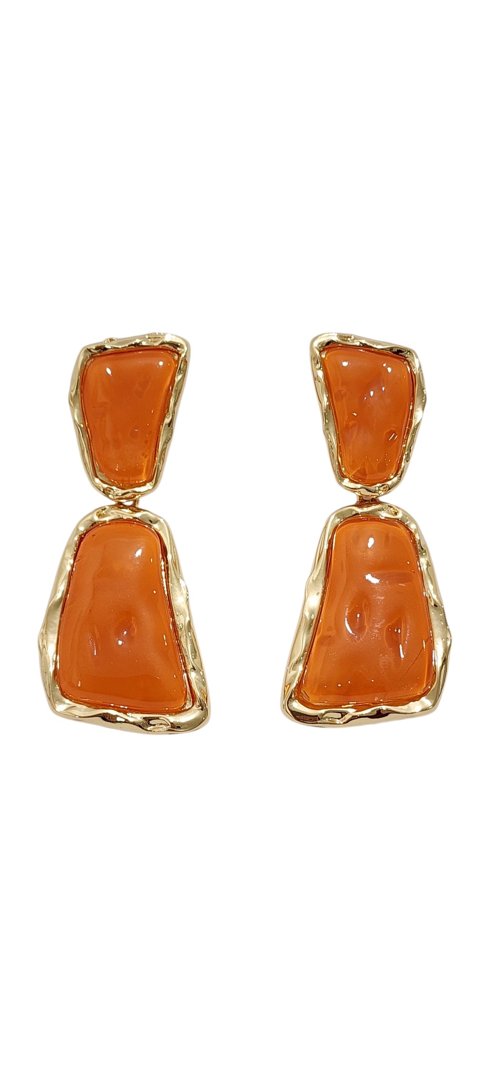 Brincos Articulados Geométricos de Resina Laranja