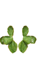 Brincos de Pétalas de Resina Verde e Dourado