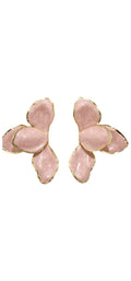 Brincos de Pétalas de Resina Rosa com Borda Dourada