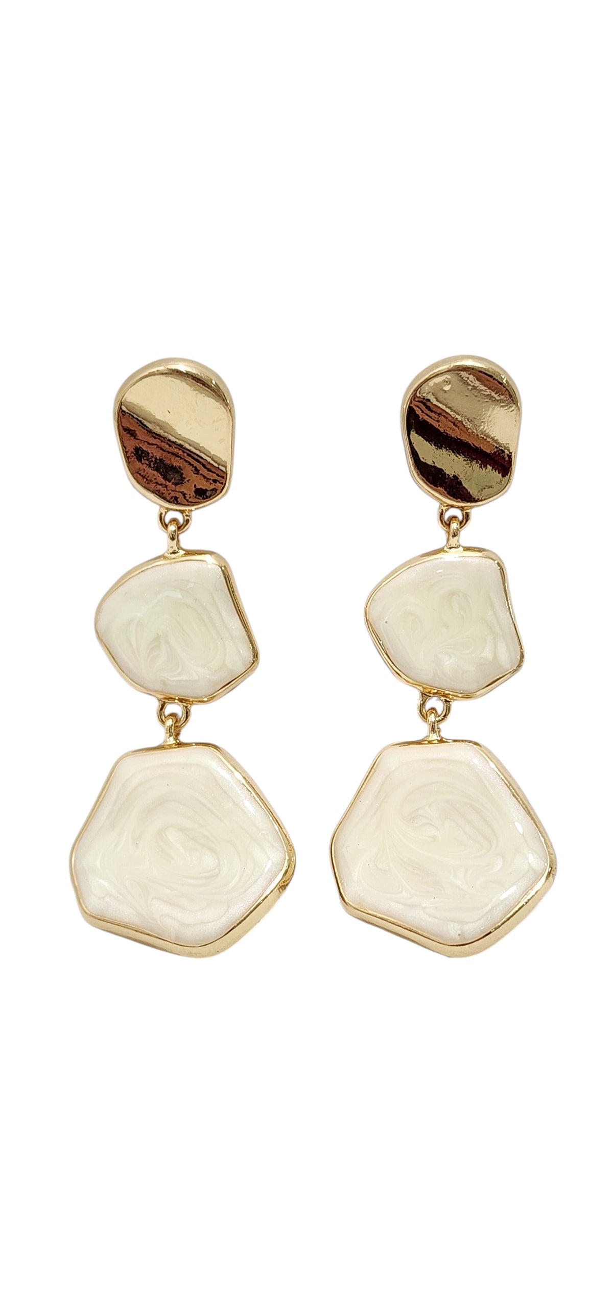 Brincos Articulados Geométricos de Resina Off-White