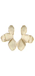 Brincos de Pétalas de Resina Off-White com Borda Dourada