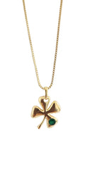 Colar Dourado com Pingente Trevo de Quatro Folhas