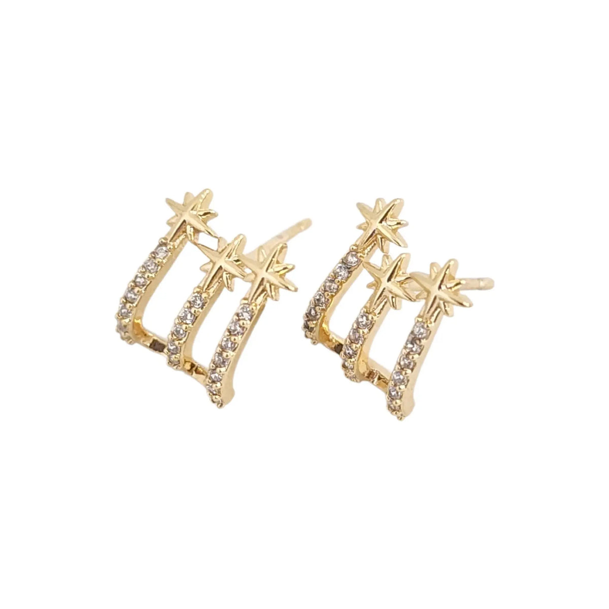 Brinco Earcuff Três Estrelas Cravejado